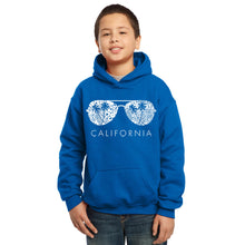 Load image into Gallery viewer, LA Pop Art Boy&#39;s Word Art Hooded Sweatshirt - California Shades