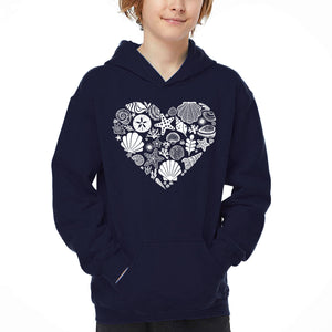 Sea Shells - Boy's Word Art Hooded Sweatshirt