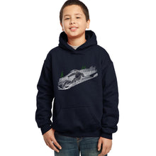Load image into Gallery viewer, LA Pop Art Boy&#39;s Word Art Hooded Sweatshirt - Ski