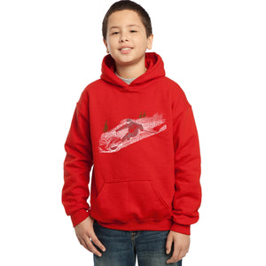 LA Pop Art Boy's Word Art Hooded Sweatshirt - Ski
