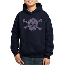 Load image into Gallery viewer, LA Pop Art Boy&#39;s Word Art Hooded Sweatshirt - XOXO Skull