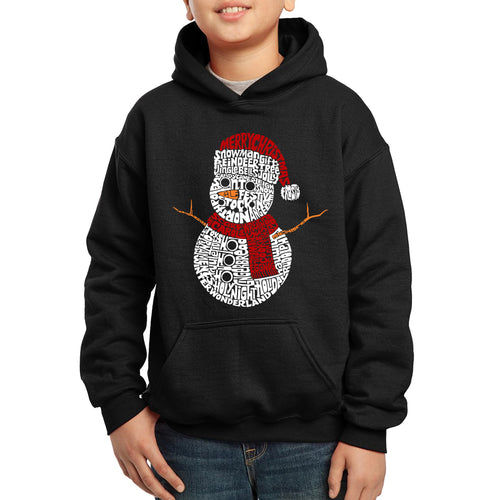 Christmas Snowman - Boy's Word Art Hooded Sweatshirt