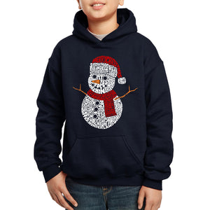 Christmas Snowman - Boy's Word Art Hooded Sweatshirt