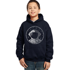 LA Pop Art Boy's Word Art Hooded Sweatshirt - I Need My Space Astronaut