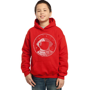 LA Pop Art Boy's Word Art Hooded Sweatshirt - I Need My Space Astronaut