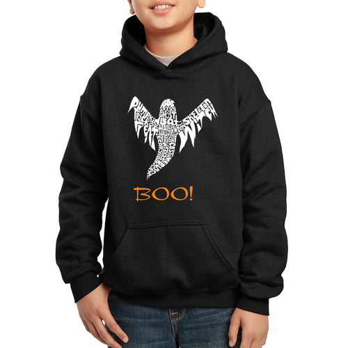 Halloween Ghost - Boy's Word Art Hooded Sweatshirt