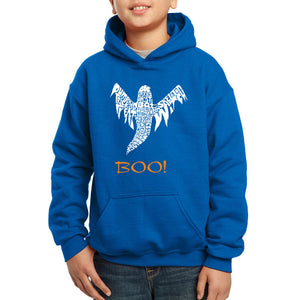 Halloween Ghost - Boy's Word Art Hooded Sweatshirt