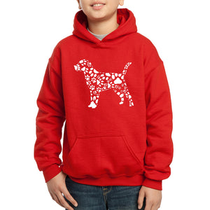 LA Pop Art Boy's Word Art Hooded Sweatshirt - Dog Paw Prints