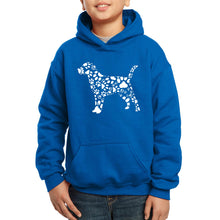 Load image into Gallery viewer, LA Pop Art Boy&#39;s Word Art Hooded Sweatshirt - Dog Paw Prints