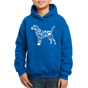 LA Pop Art Boy's Word Art Hooded Sweatshirt - Dog Paw Prints