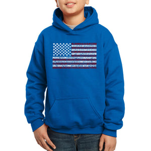 LA Pop Art Boy's Word Art Hooded Sweatshirt - 50 States USA Flag