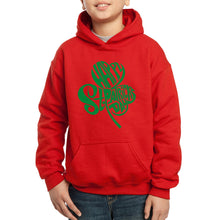 Load image into Gallery viewer, St Patricks Day Shamrock  - Boy&#39;s Word Art Hooded Sweatshirt