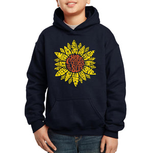 LA Pop Art Boy's Word Art Hooded Sweatshirt - Sunflower