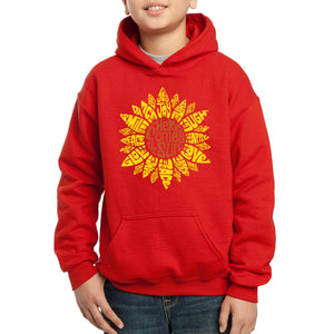 LA Pop Art Boy's Word Art Hooded Sweatshirt - Sunflower