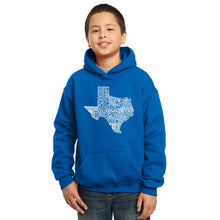 Load image into Gallery viewer, LA Pop Art Boy&#39;s Word Art Hooded Sweatshirt - The Great State of Texas