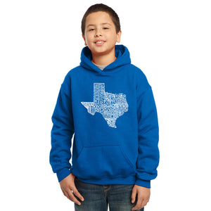 LA Pop Art Boy's Word Art Hooded Sweatshirt - The Great State of Texas