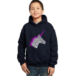 LA Pop Art Boy's Word Art Hooded Sweatshirt - Unicorn