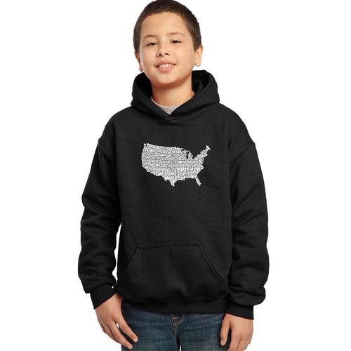 LA Pop Art Boy's Word Art Hooded Sweatshirt - THE STAR SPANGLED BANNER