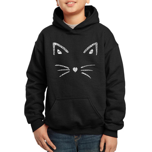 LA Pop Art Boy's Word Art Hooded Sweatshirt - Whiskers