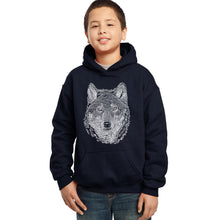 Load image into Gallery viewer, LA Pop Art Boy&#39;s Word Art Hooded Sweatshirt - Wolf