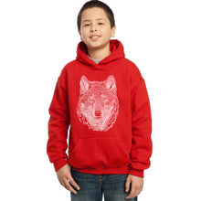 Load image into Gallery viewer, LA Pop Art Boy&#39;s Word Art Hooded Sweatshirt - Wolf