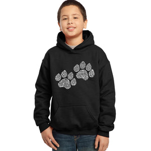 LA Pop Art  Boy's Word Art Hooded Sweatshirt - Woof Paw Prints