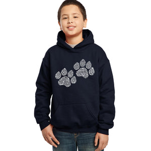 LA Pop Art  Boy's Word Art Hooded Sweatshirt - Woof Paw Prints