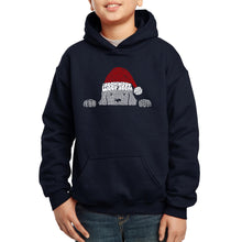 Load image into Gallery viewer, Christmas Peeking Dog - Boy&#39;s Word Art Hooded Sweatshirt