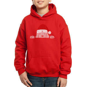 Christmas Peeking Dog - Boy's Word Art Hooded Sweatshirt
