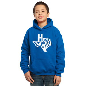 LA Pop Art Boy's Word Art Hooded Sweatshirt - Hey Yall
