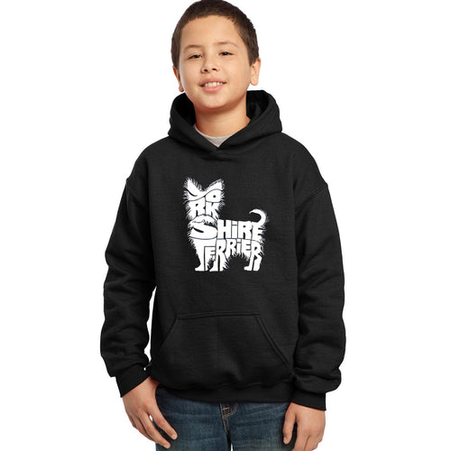 LA Pop Art Boy's Word Art Hooded Sweatshirt - Yorkie