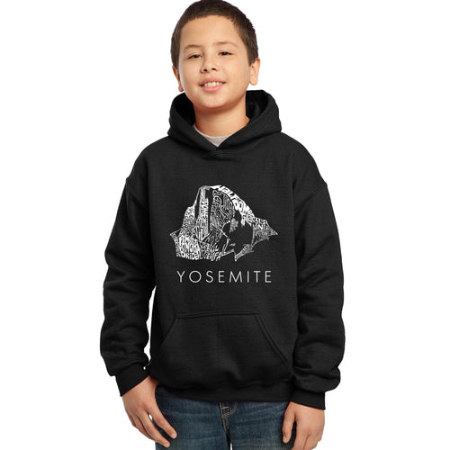 LA Pop Art  Boy's Word Art Hooded Sweatshirt - Yosemite
