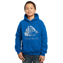 Load image into Gallery viewer, LA Pop Art  Boy&#39;s Word Art Hooded Sweatshirt - Yosemite