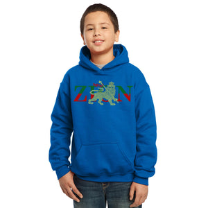 LA Pop Art Boy's Word Art Hooded Sweatshirt - Zion - One Love