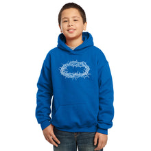 Load image into Gallery viewer, CROWN OF THORNS - Boy&#39;s Word Art Hooded Sweatshirt