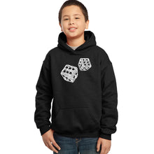 Load image into Gallery viewer, DIFFERENT ROLLS THROWN IN THE GAME OF CRAPS - Boy&#39;s Word Art Hooded Sweatshirt