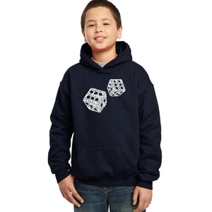 DIFFERENT ROLLS THROWN IN THE GAME OF CRAPS - Boy's Word Art Hooded Sweatshirt