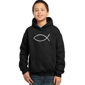 JESUS FISH - Boy's Word Art Hooded Sweatshirt