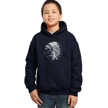 Load image into Gallery viewer, POPULAR NATIVE AMERICAN INDIAN TRIBES - Boy&#39;s Word Art Hooded Sweatshirt