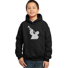 Load image into Gallery viewer, ALL TIME JAZZ SONGS - Boy&#39;s Word Art Hooded Sweatshirt