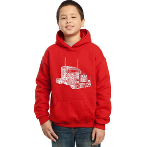 LA Pop Art Boy's Word Art Hooded Sweatshirt - KEEP ON TRUCKIN'