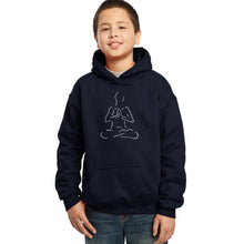 Load image into Gallery viewer, LA Pop Art Boy&#39;s Word Art Hooded Sweatshirt - POPULAR YOGA POSES