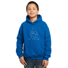 Load image into Gallery viewer, LA Pop Art Boy&#39;s Word Art Hooded Sweatshirt - POPULAR YOGA POSES