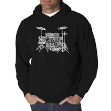 Load image into Gallery viewer, Drums - Men&#39;s Word Art Hooded Sweatshirt