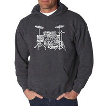 Load image into Gallery viewer, Drums - Men&#39;s Word Art Hooded Sweatshirt