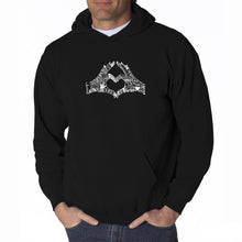 Load image into Gallery viewer, Finger Heart - Men&#39;s Word Art Hooded Sweatshirt