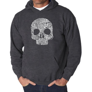 Flower Skull  - Men's Word Art Hooded Sweatshirt