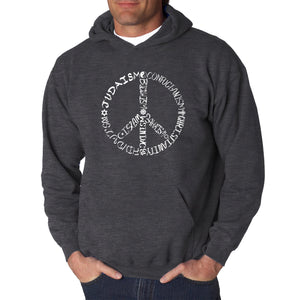 Different Faiths peace sign - Men's Word Art Hooded Sweatshirt