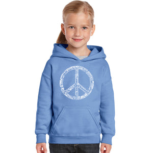 THE WORD PEACE IN 77 LANGUAGES - Girl's Word Art Hooded Sweatshirt