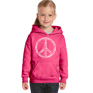 THE WORD PEACE IN 77 LANGUAGES - Girl's Word Art Hooded Sweatshirt